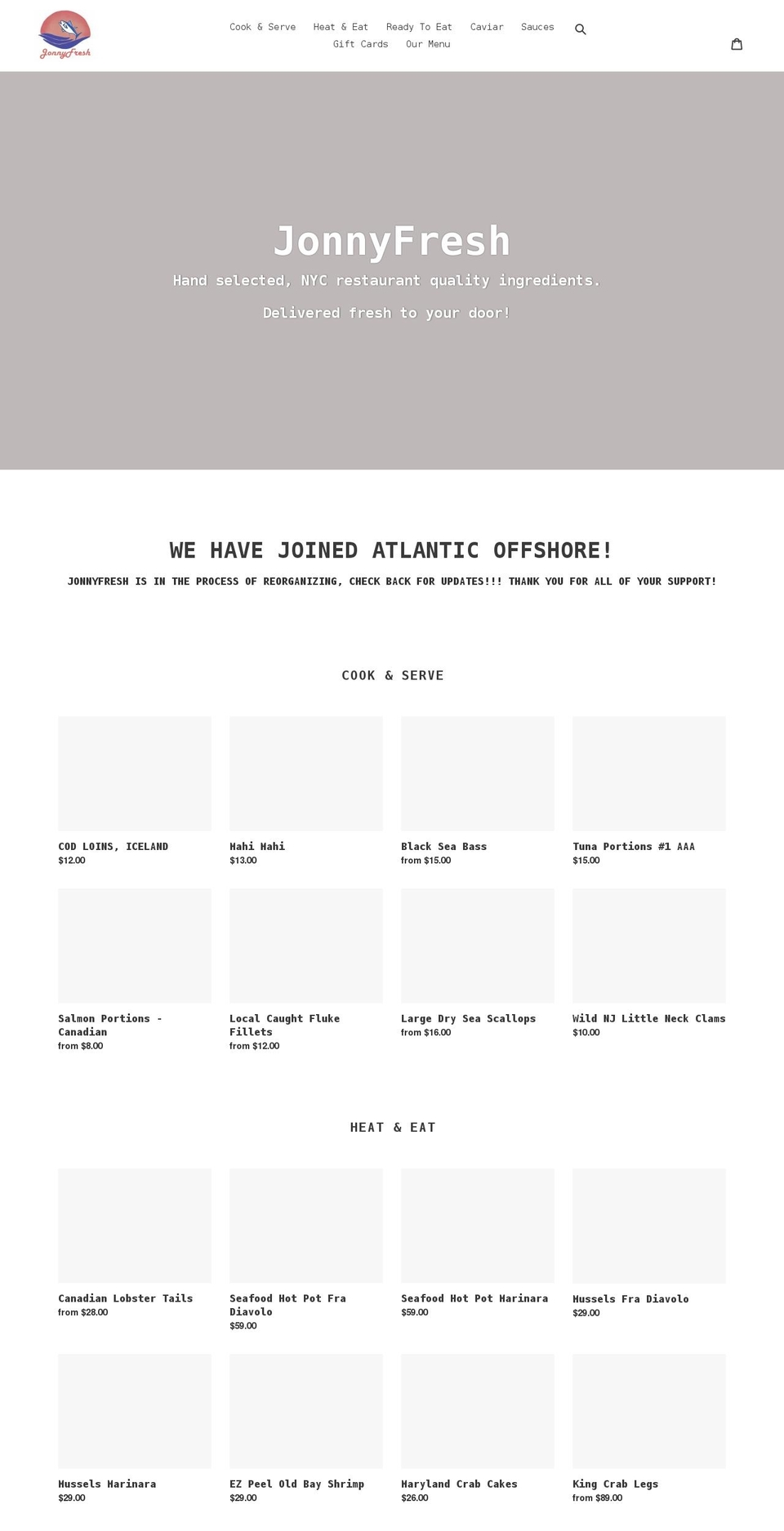 jonnyfreshnj.com shopify website screenshot