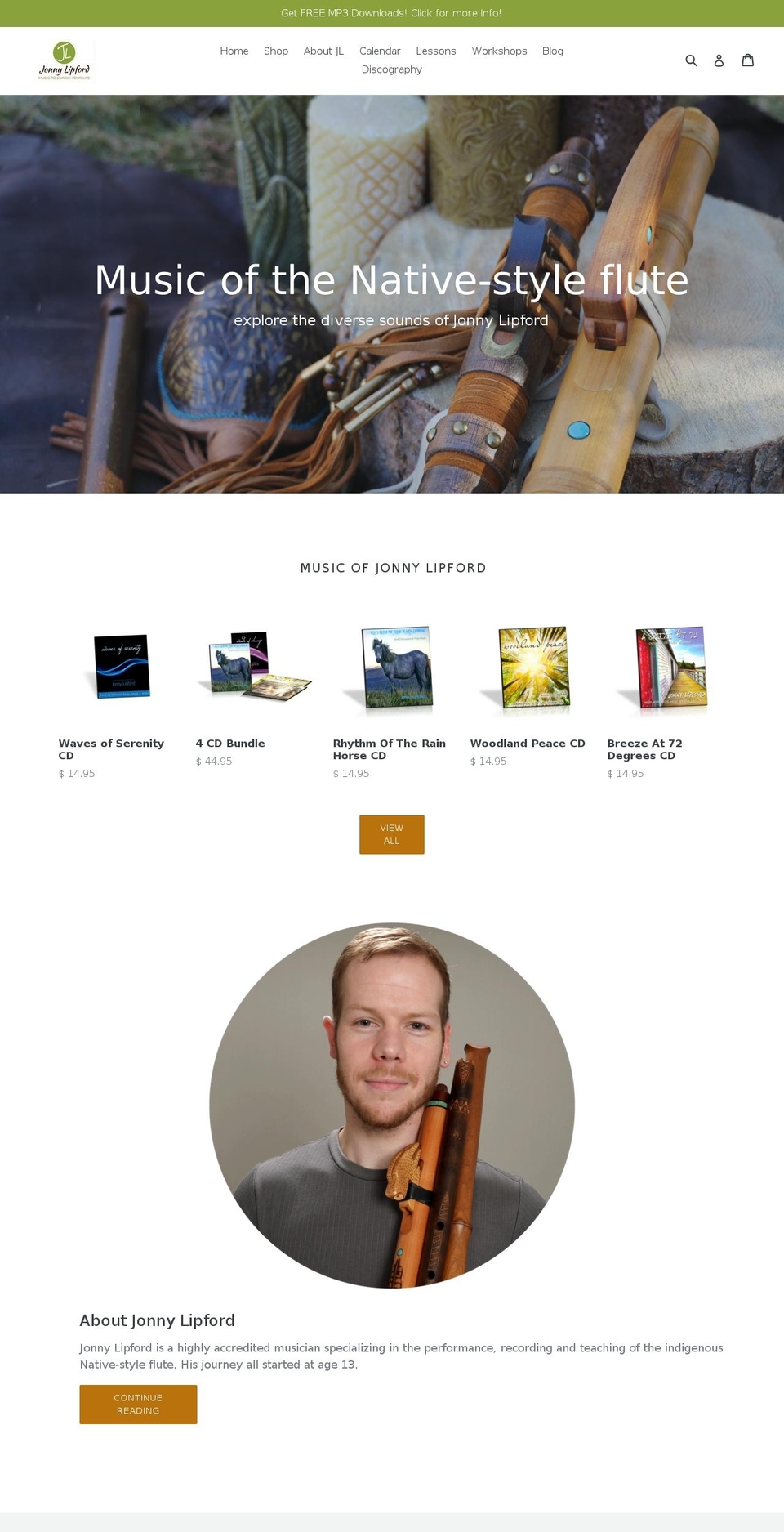 jonnylipfordmusic.com shopify website screenshot