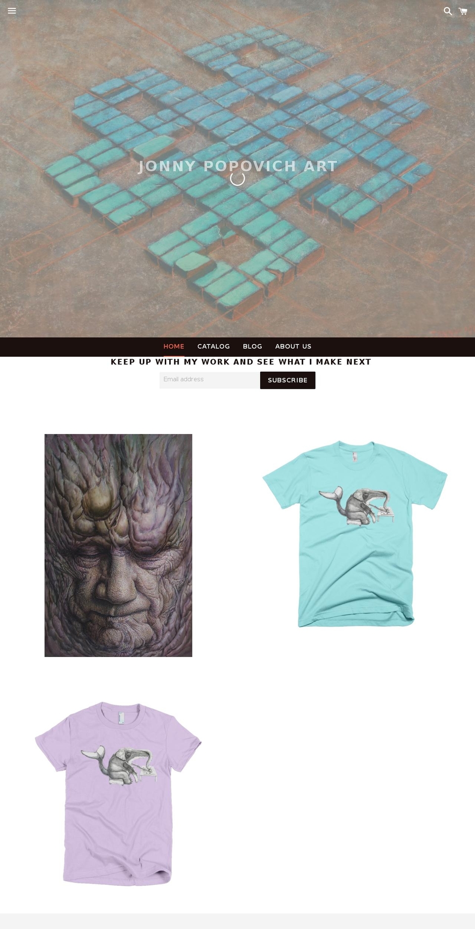jonnypopovichart.com shopify website screenshot