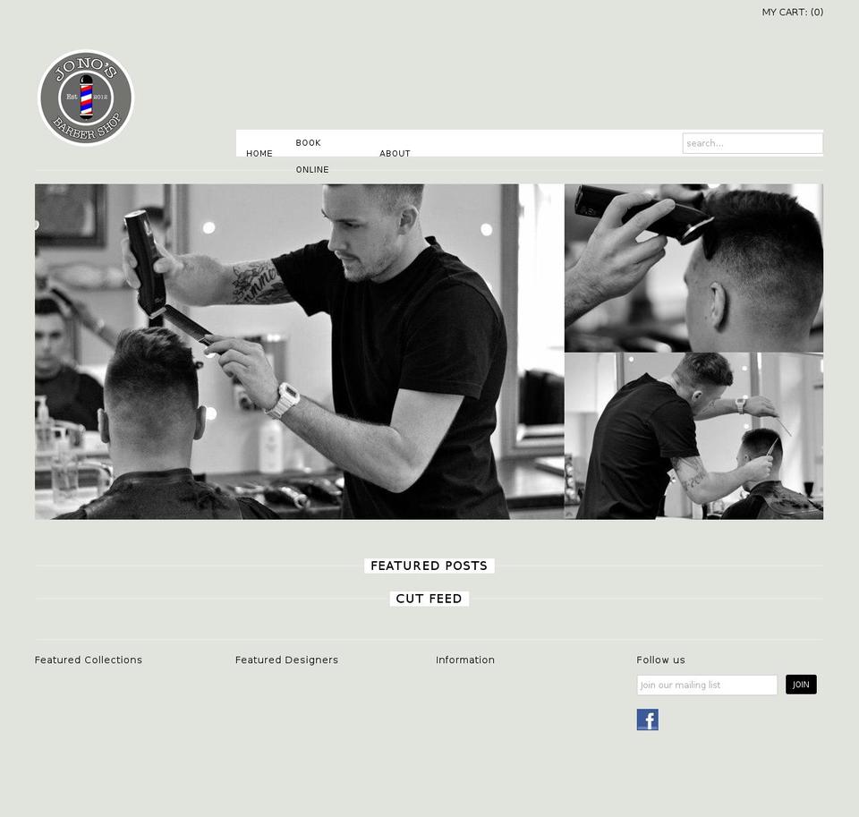 jonosbarbershop.com — Shopify storefront screenshot