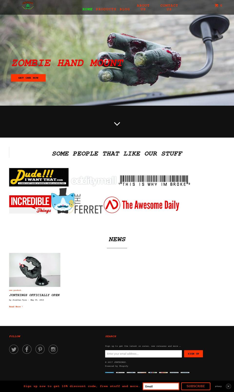 jonthings.com shopify website screenshot