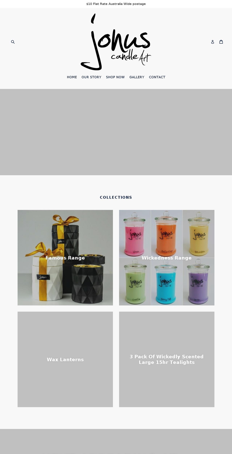 jonuscandles.com — Shopify storefront screenshot