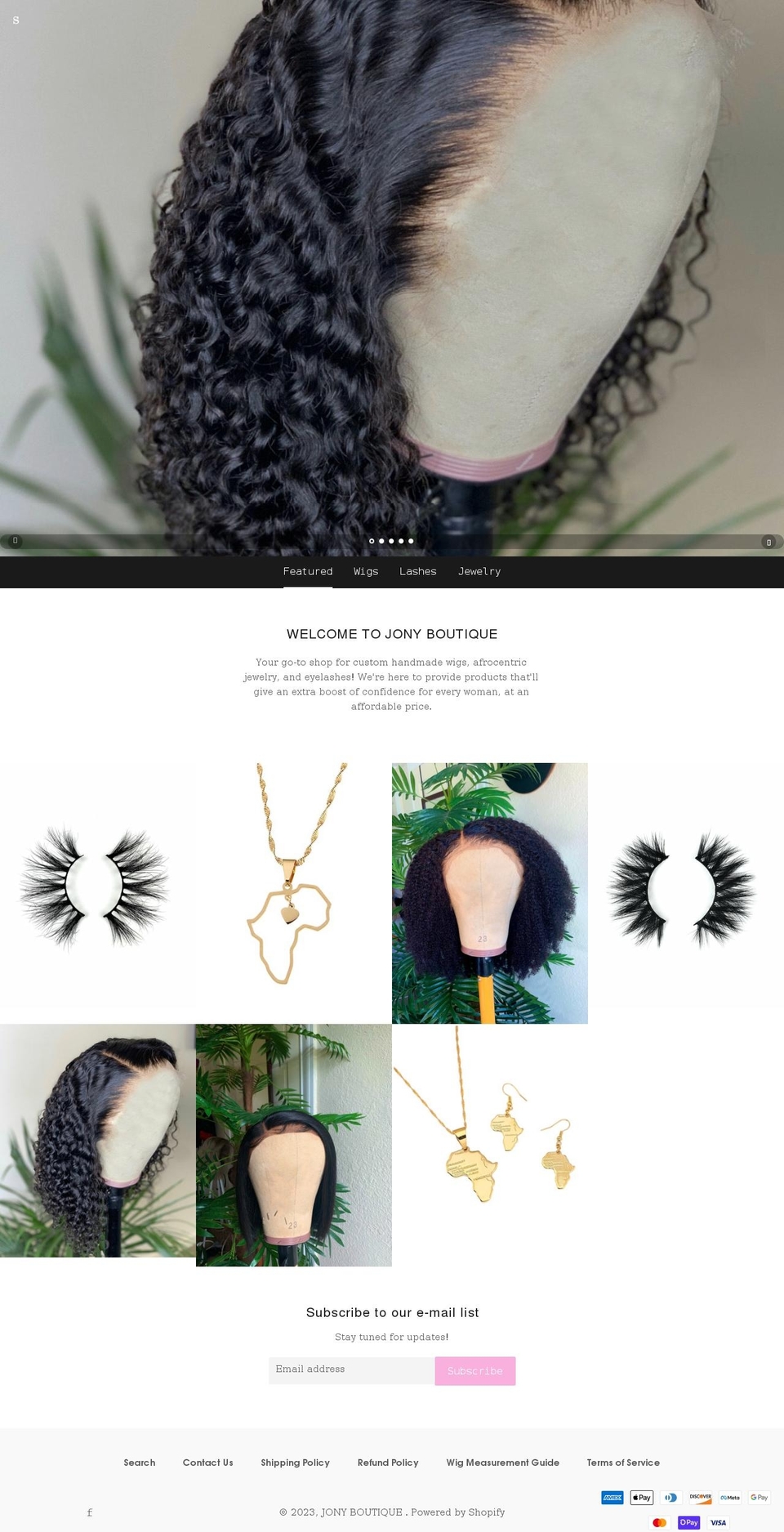 jonyboutique.com shopify website screenshot