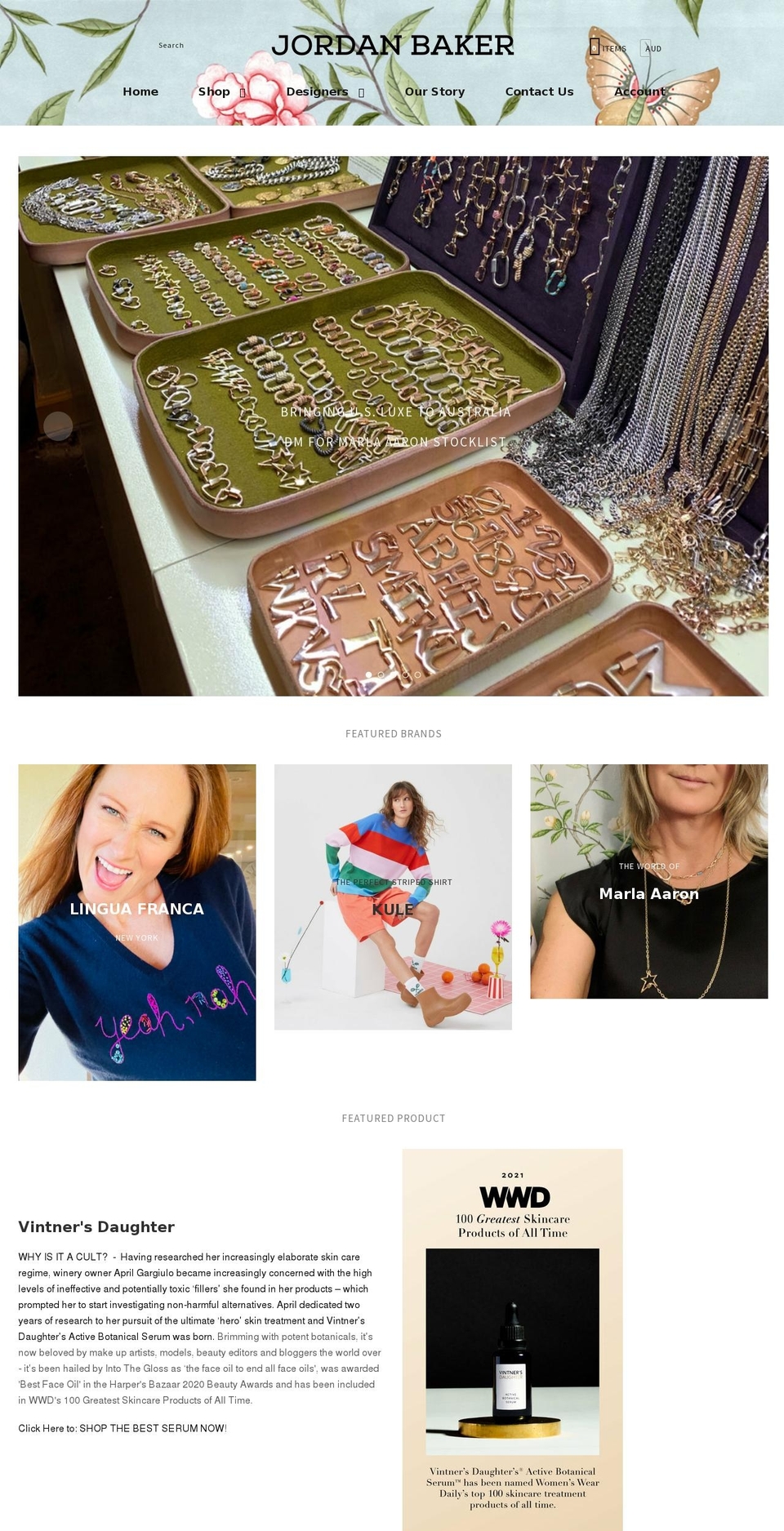 jordanbaker.net.au shopify website screenshot