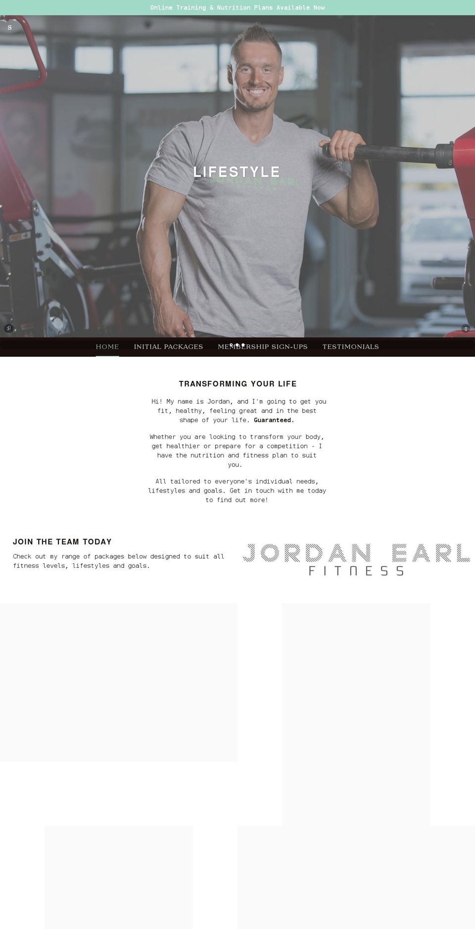 jordanearlfitness.com shopify website screenshot