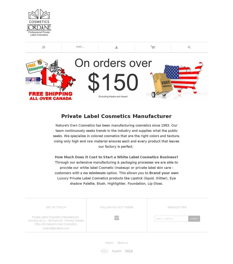 jordanecosmetics.com — Shopify storefront screenshot