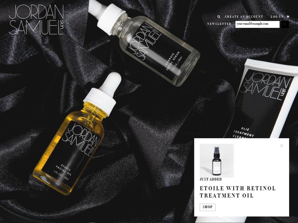 jordansamuelskin.com shopify website screenshot