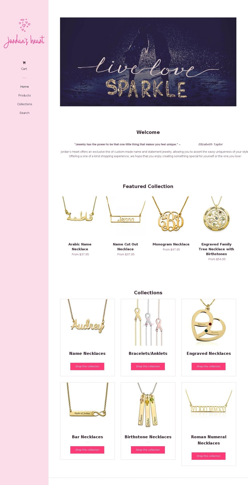 jordansheart.com — Shopify storefront screenshot