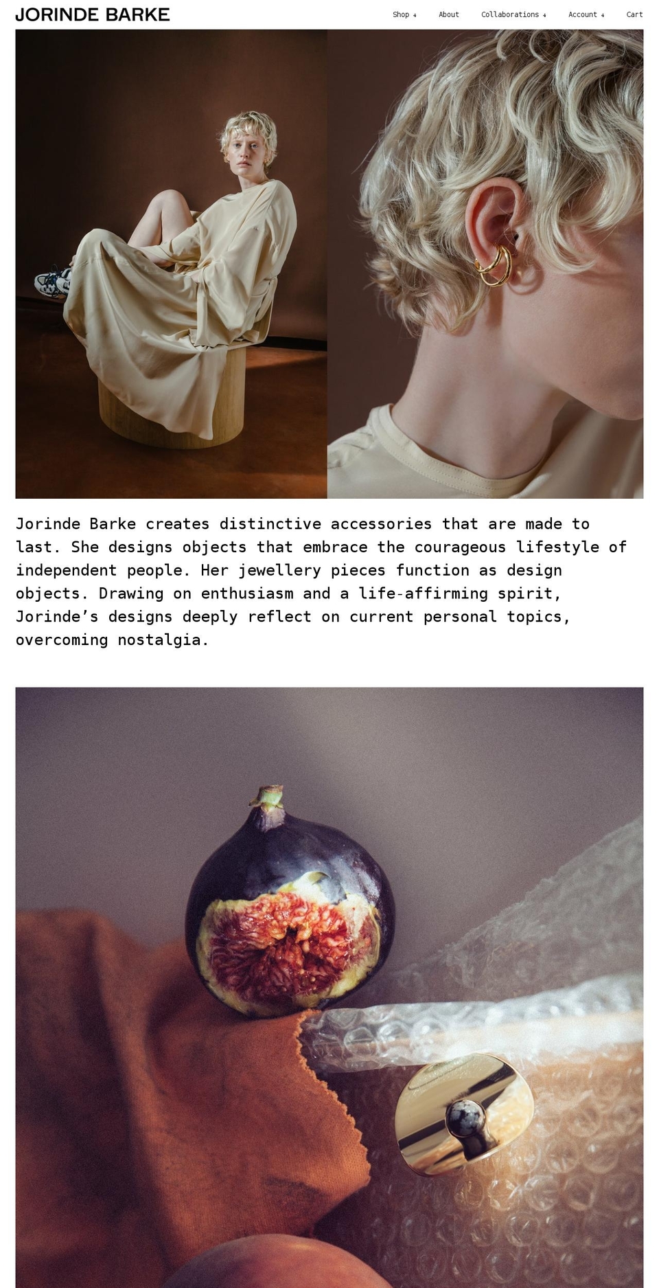 jorindebarke.com shopify website screenshot