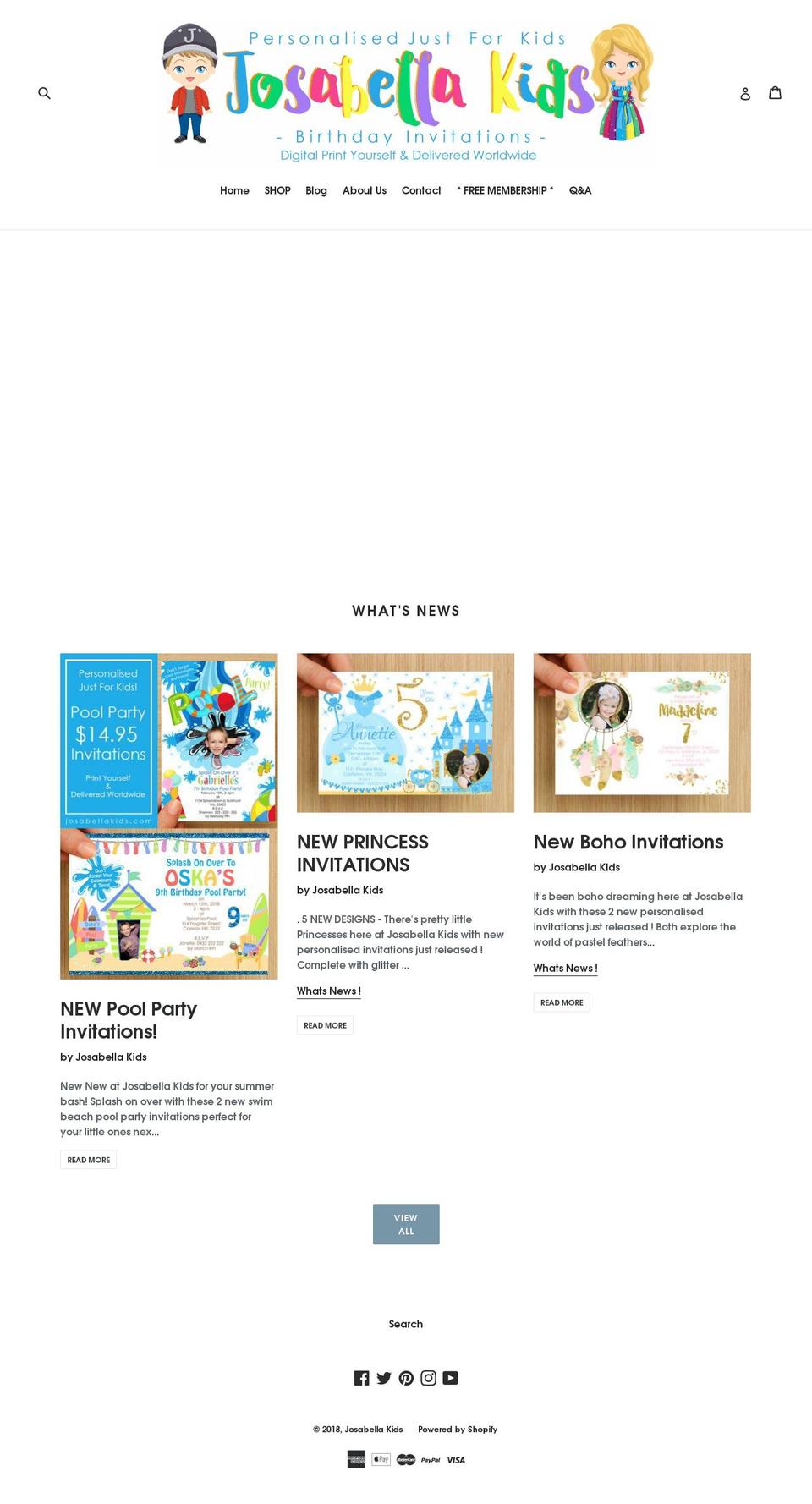 josabelladesigns.com — Shopify storefront screenshot
