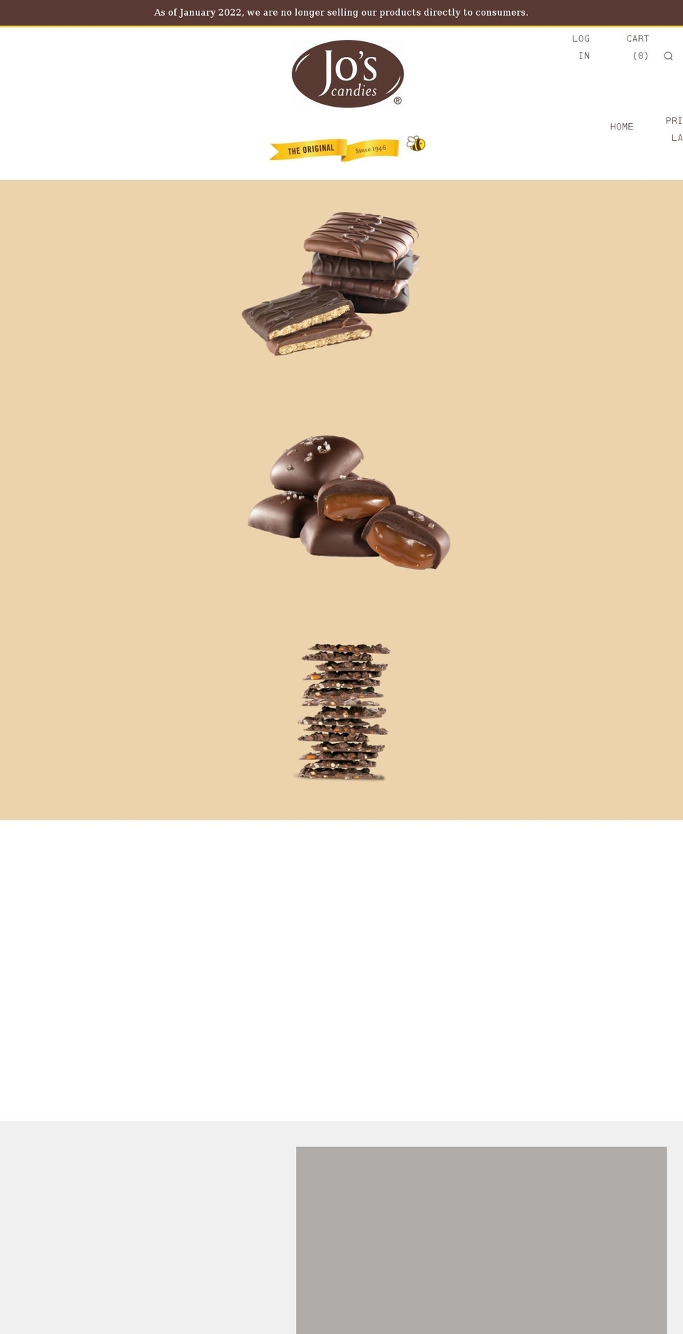 joscandies.com shopify website screenshot
