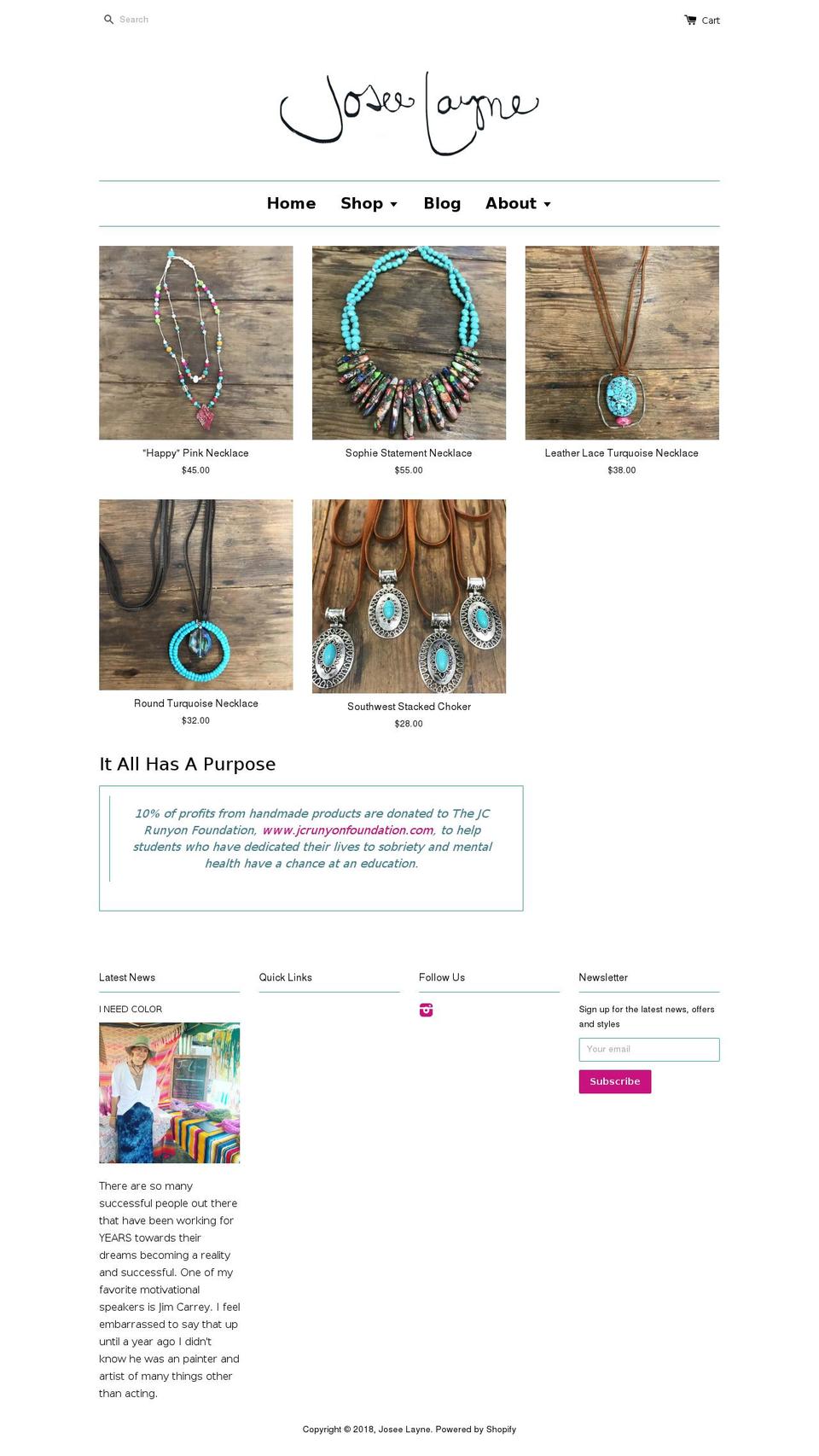 joseelayne.com — Shopify storefront screenshot
