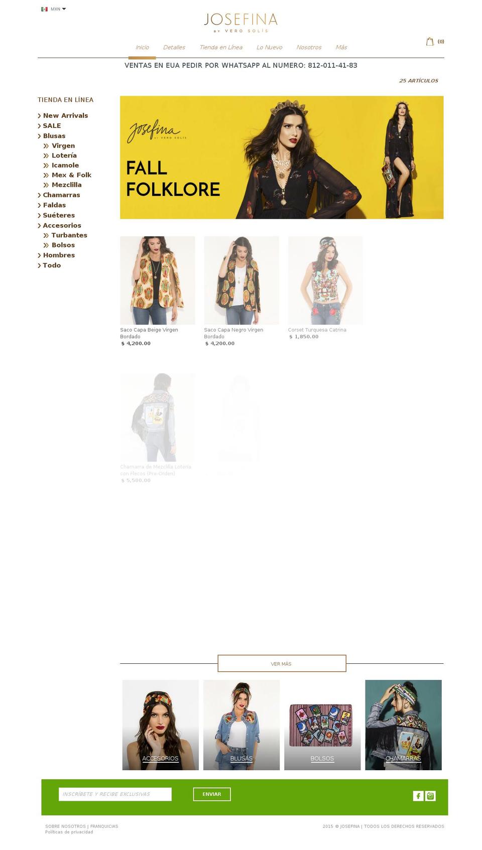 josefinamexico.com shopify website screenshot