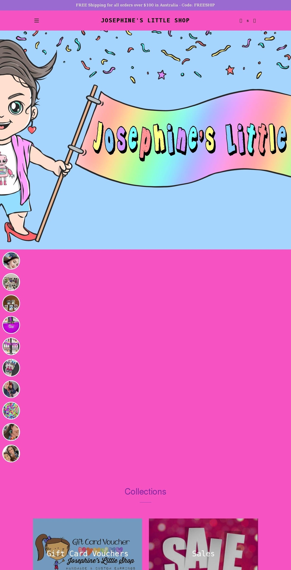 josephineslittleshop.com shopify website screenshot