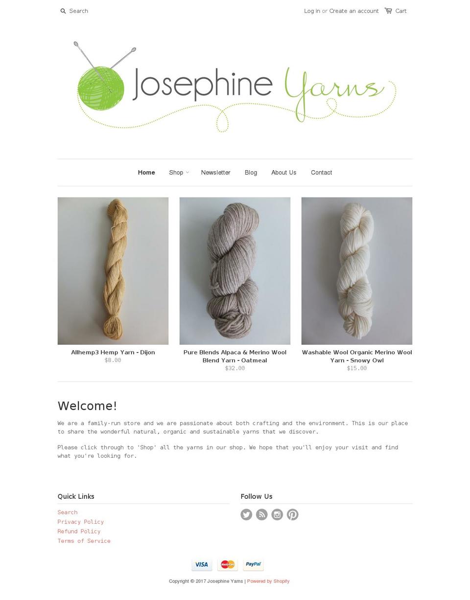 josephineyarns.com shopify website screenshot