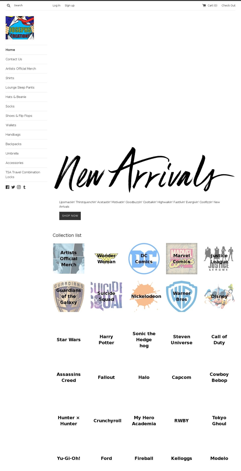 josephscreations.com — Shopify storefront screenshot