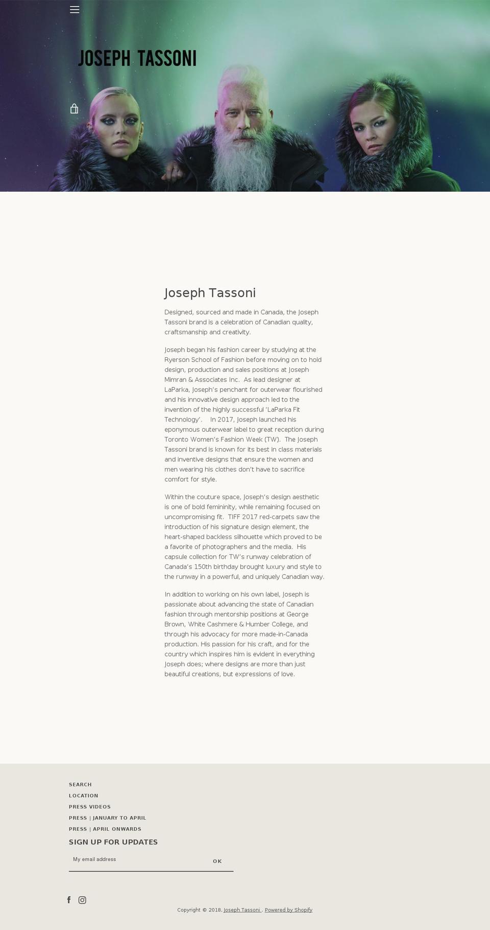 Copy of Narrative Shopify theme site example josephtassoni.com