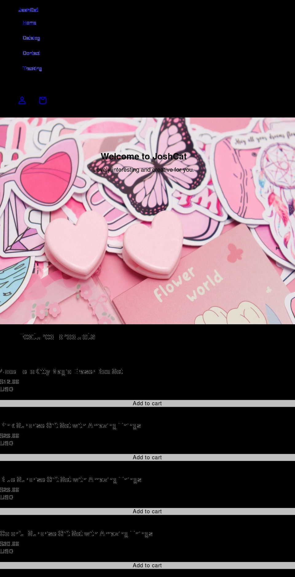 joshcat.com shopify website screenshot