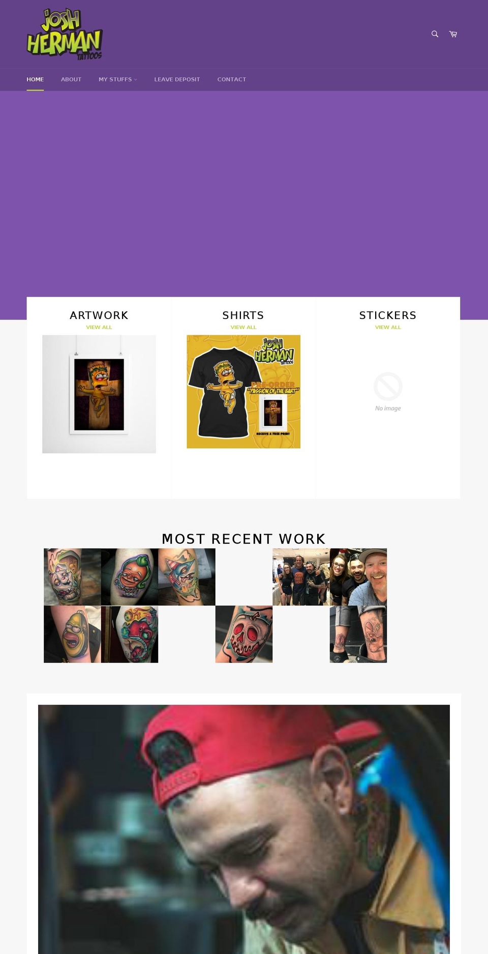 joshhermantattoos.com — Shopify storefront screenshot