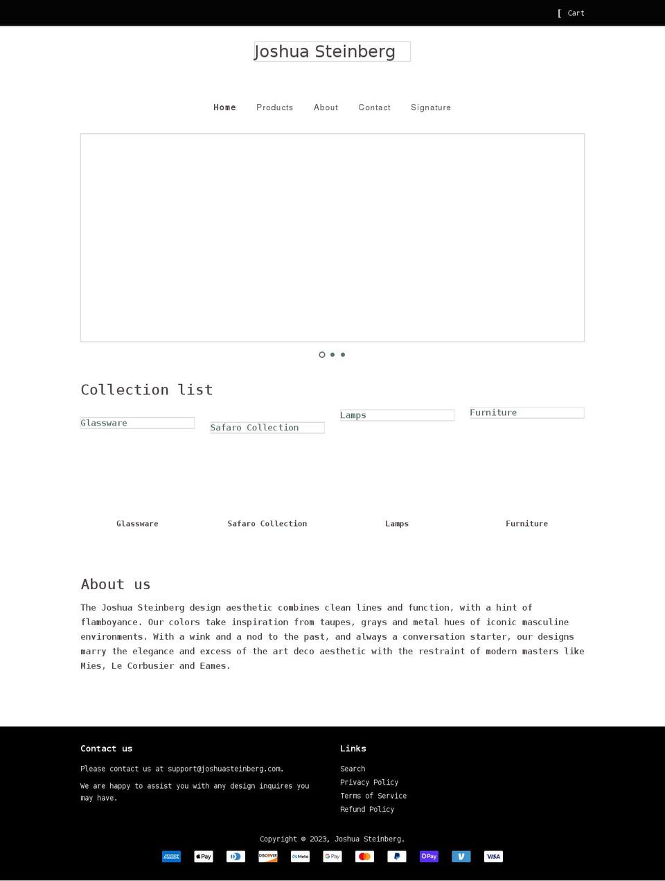 joshuasteinberg.com shopify website screenshot