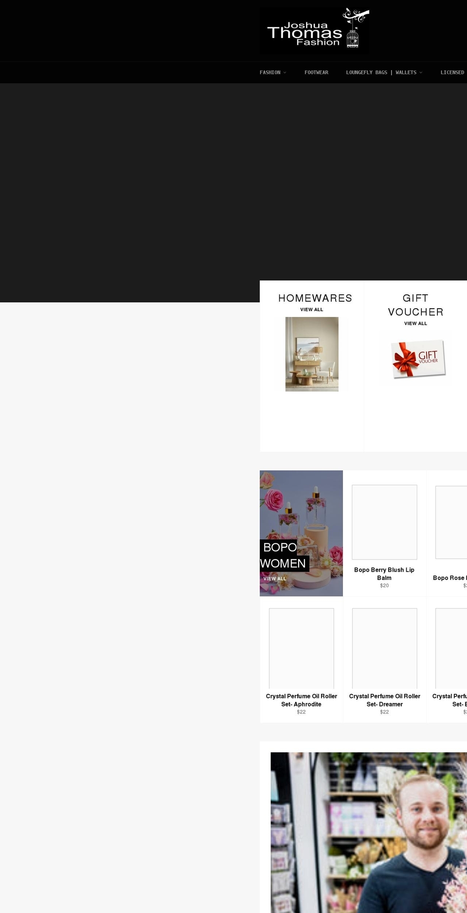 joshuathomasfashion.com — Shopify storefront screenshot