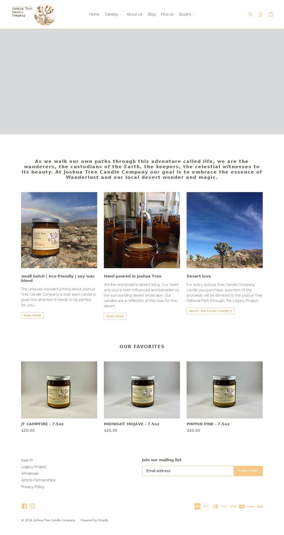 joshuatreecandle.com — Shopify storefront screenshot