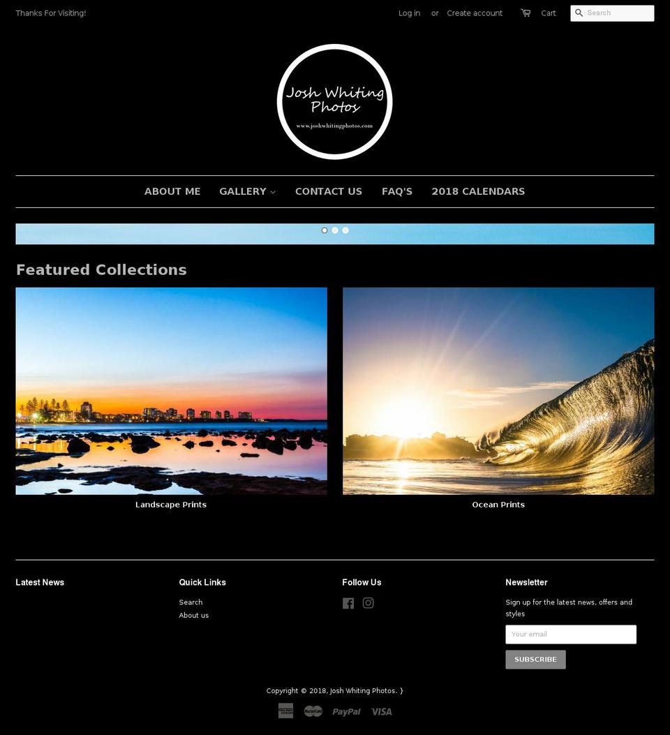 joshwhitingphotos.com shopify website screenshot