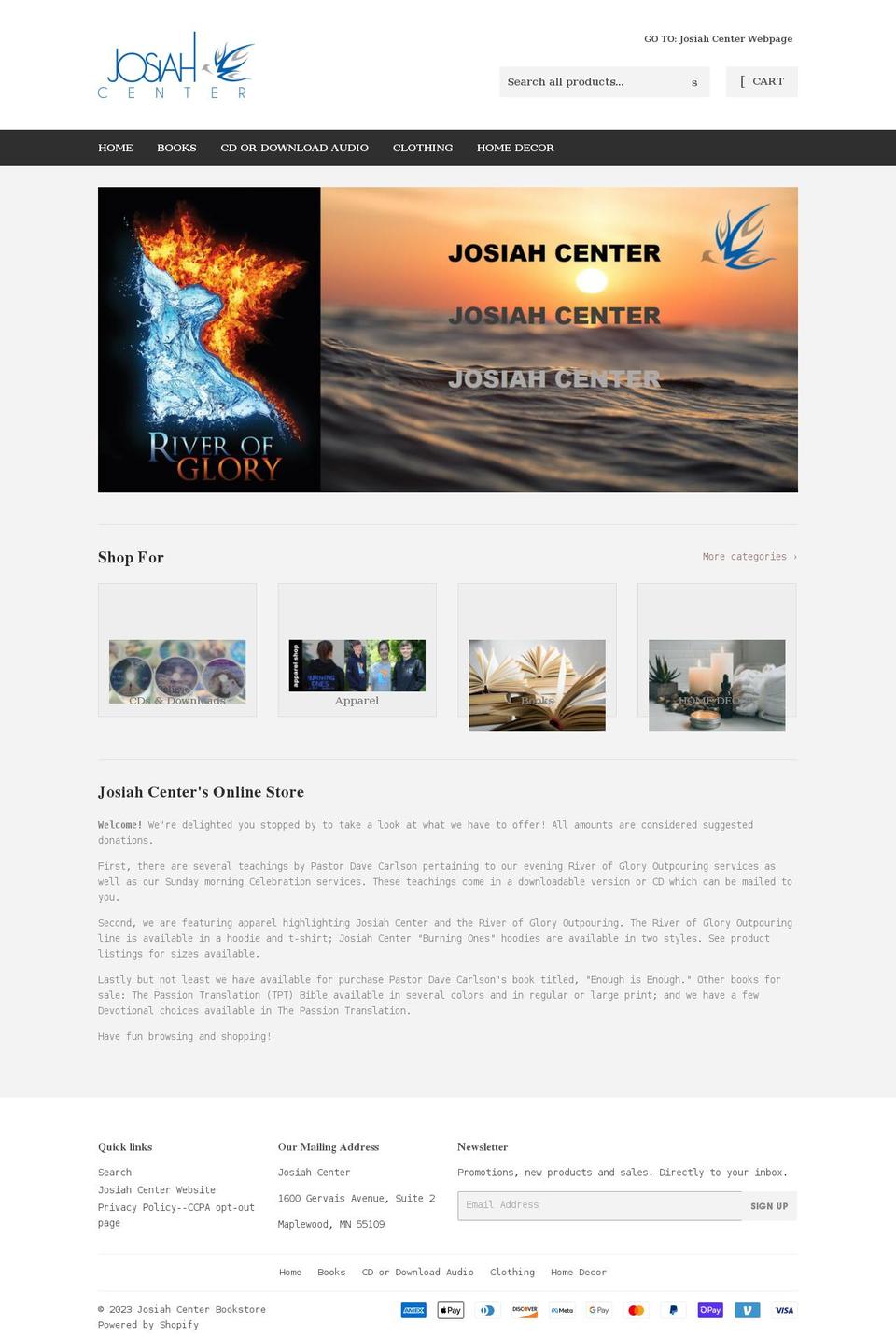 josiah-center-bookstore.myshopify.com shopify website screenshot