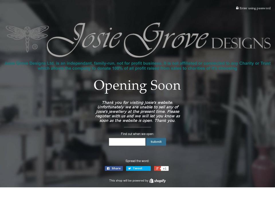 josiegrovedesigns.com — Shopify storefront screenshot
