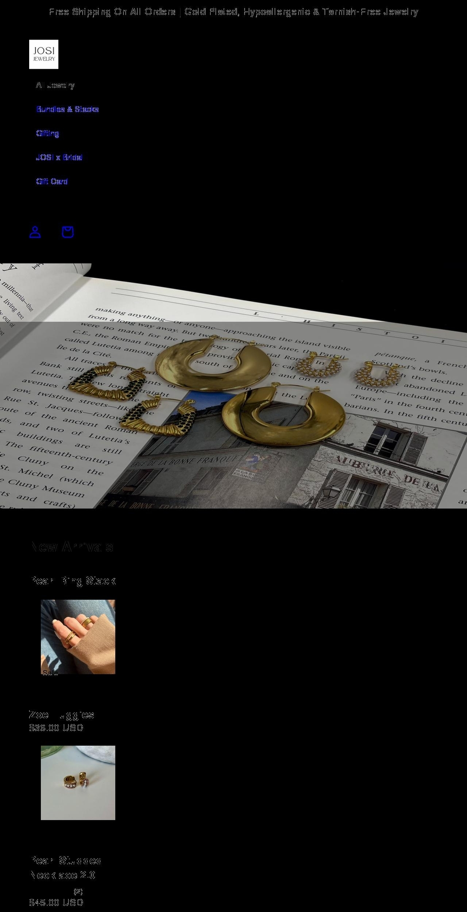 josijewelry.com shopify website screenshot