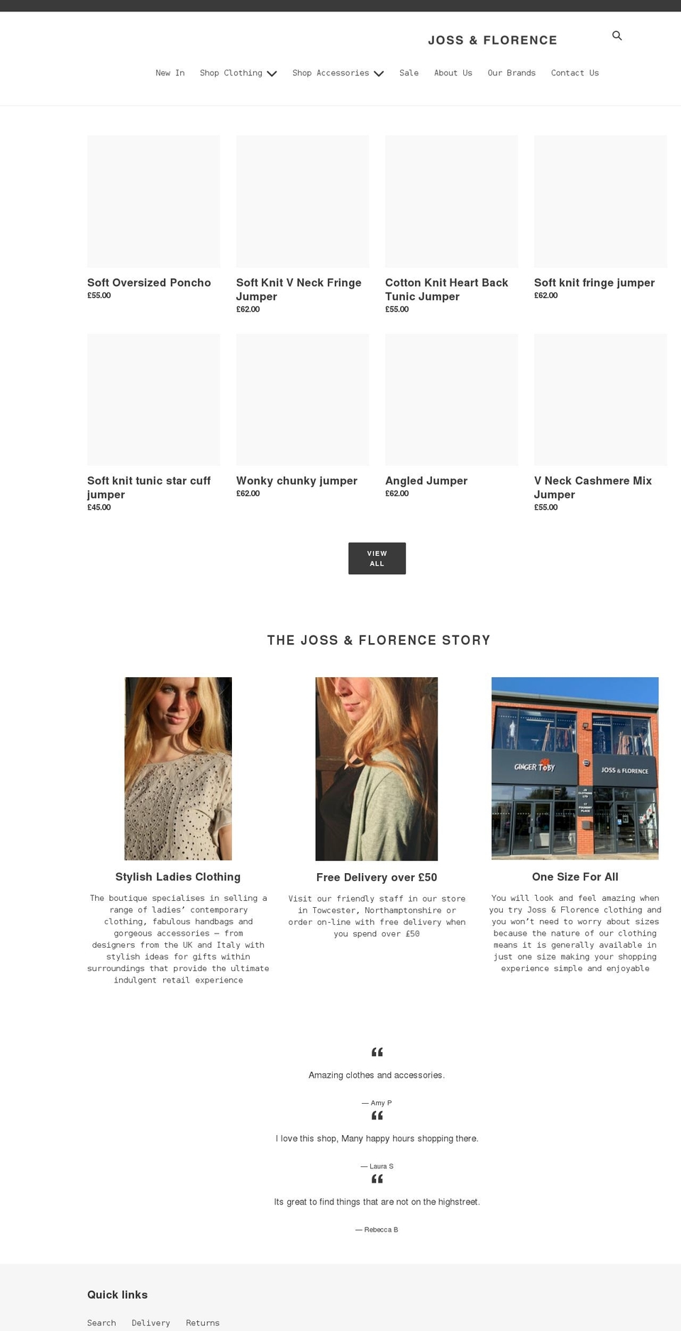 jossandflorence.co.uk shopify website screenshot