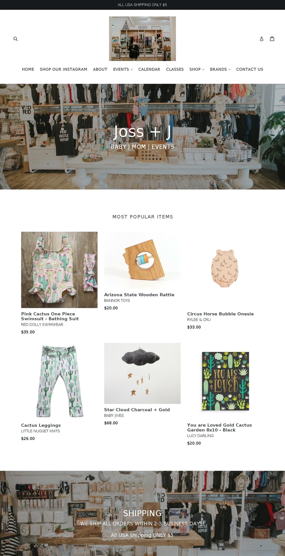 jossandj.com shopify website screenshot