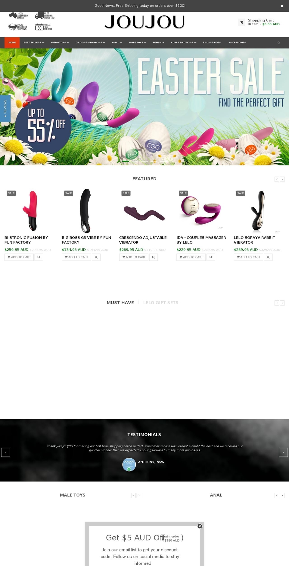 joujou.com.au shopify website screenshot