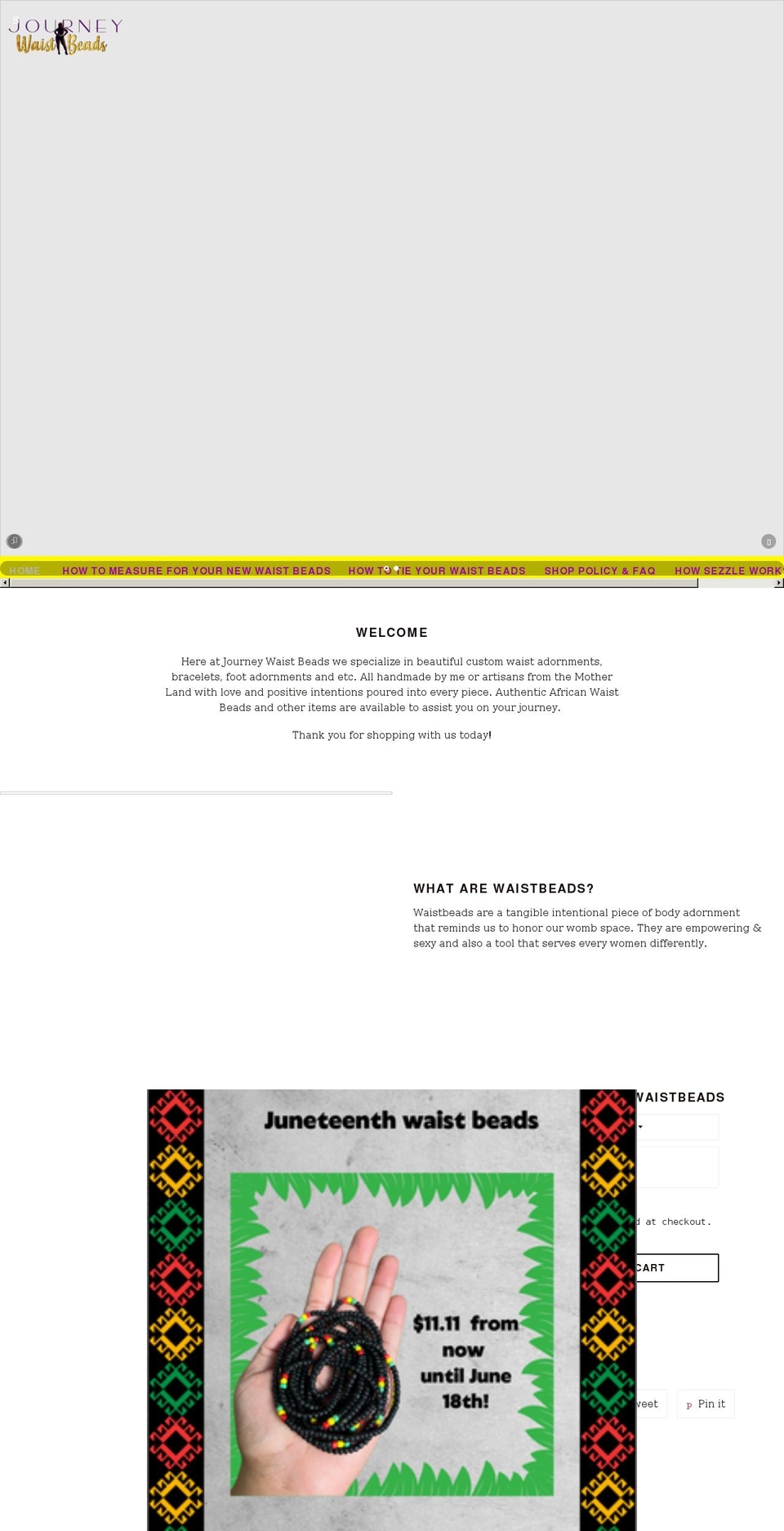 journeywaistbeads.com shopify website screenshot