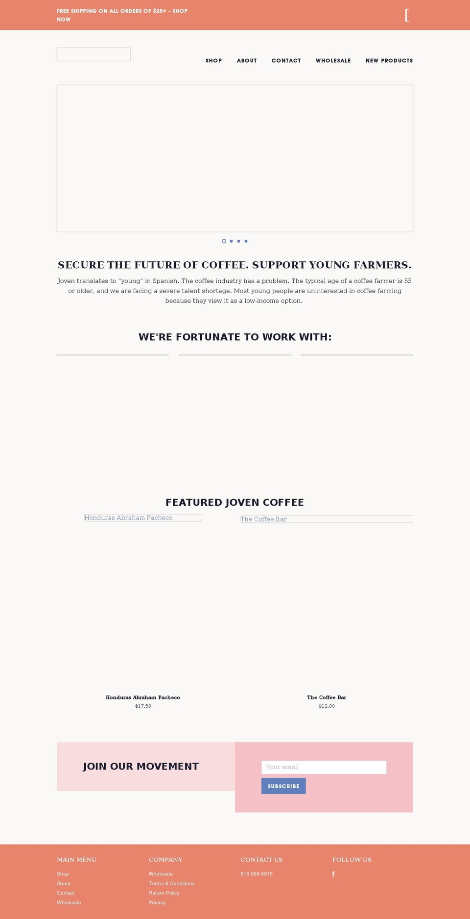 jovencoffee.com shopify website screenshot