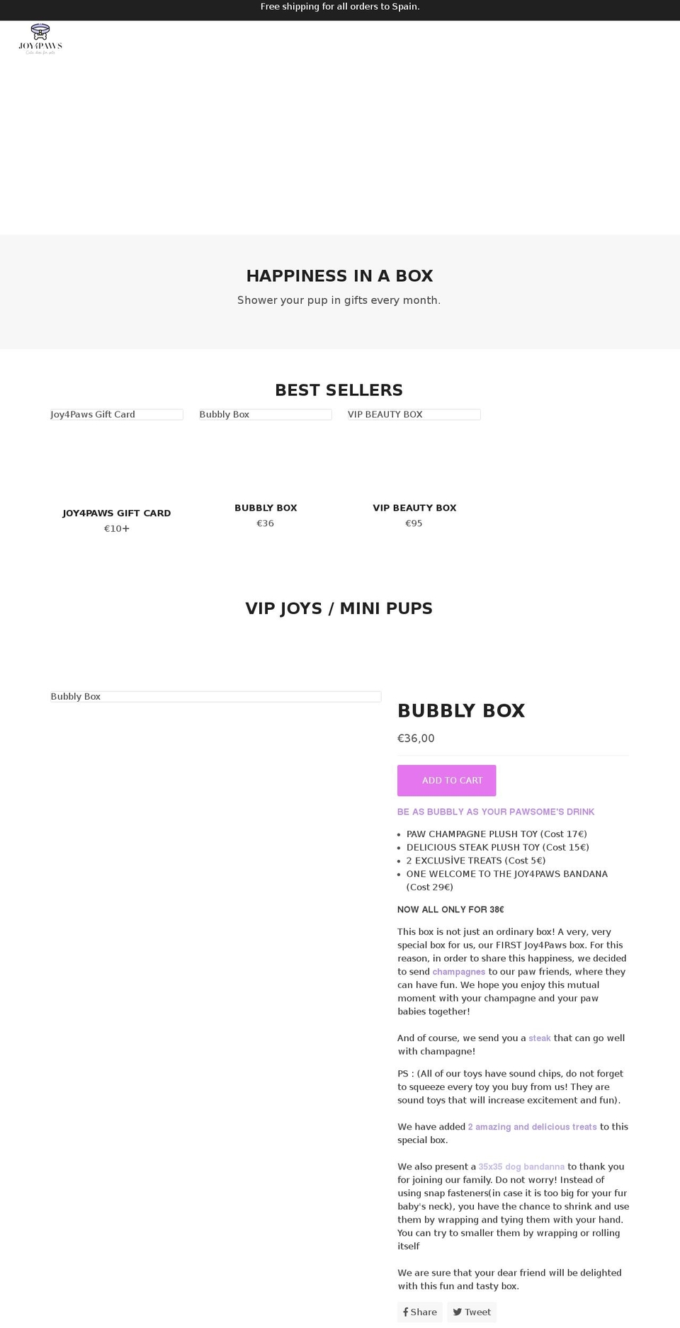 joy4paws.com shopify website screenshot