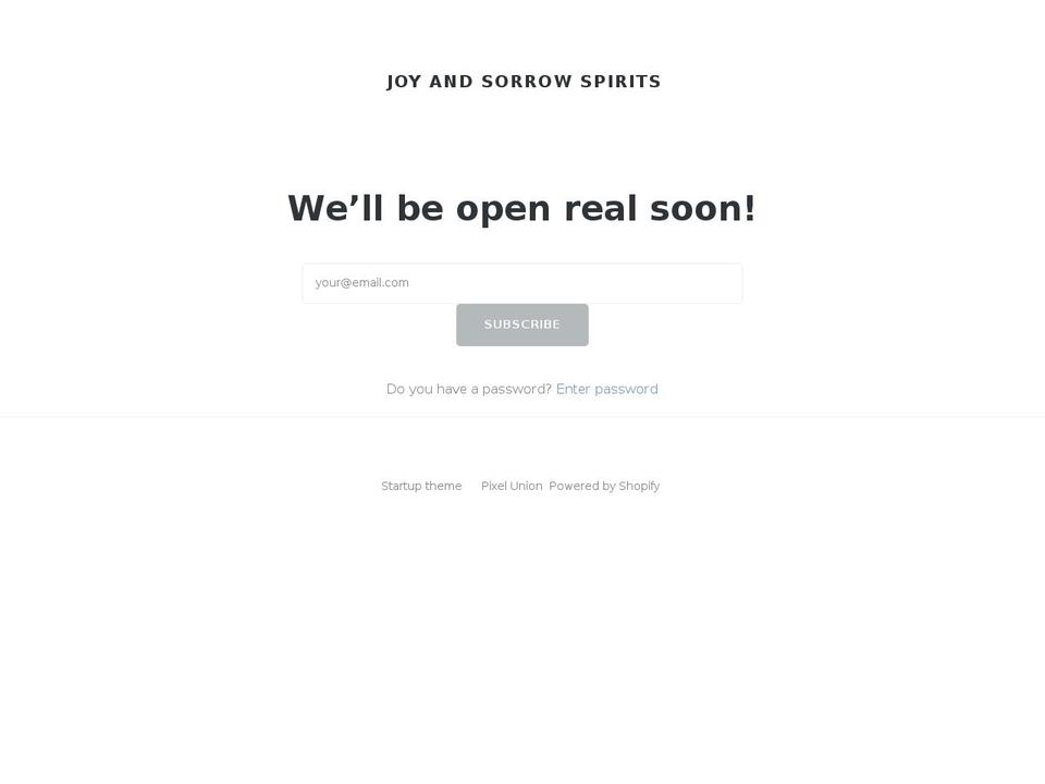 joyandsorrowspirits.com — Shopify storefront screenshot