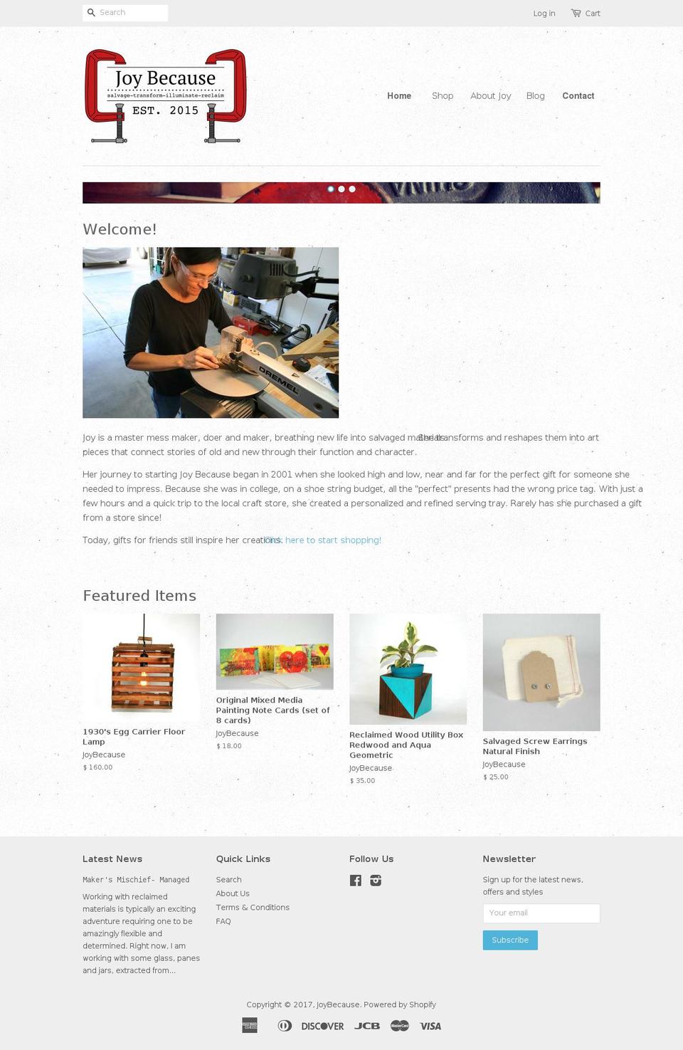 joybecause.com shopify website screenshot