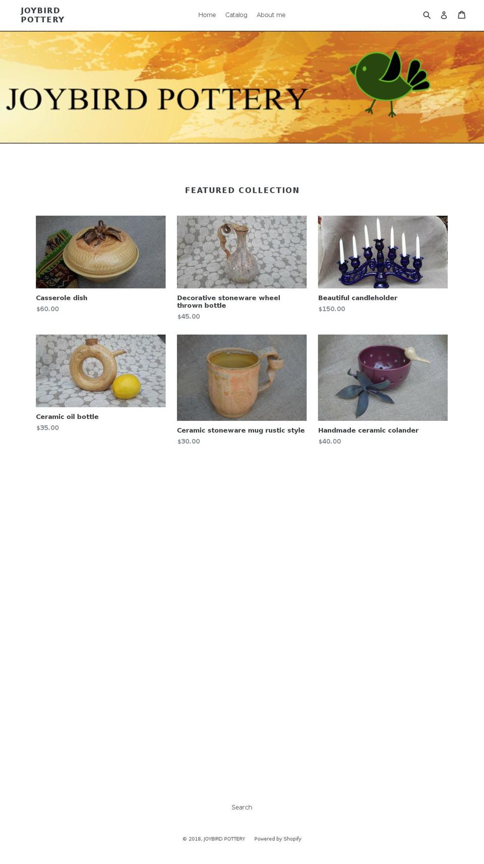 joybirdpottery.com shopify website screenshot