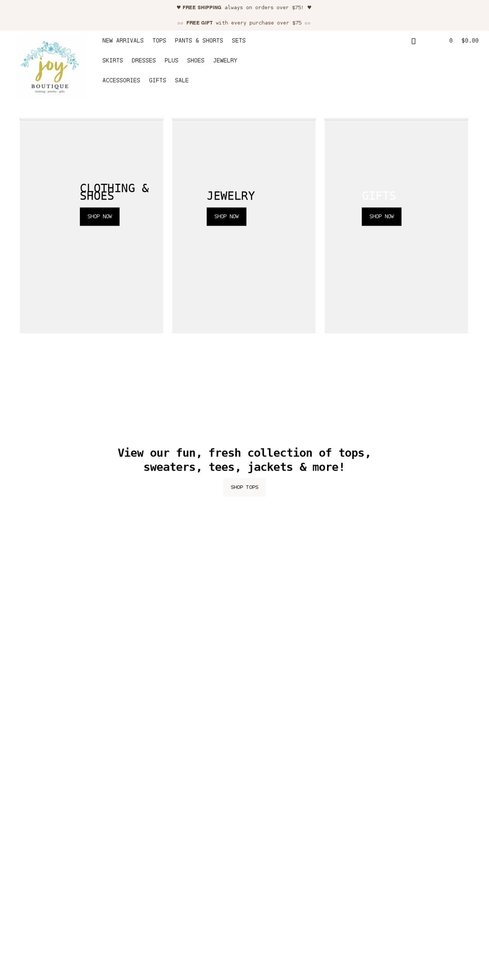 joyboutiquepa.com shopify website screenshot