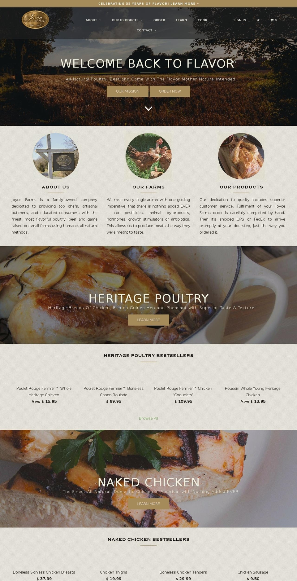 joyce-farms.com shopify website screenshot