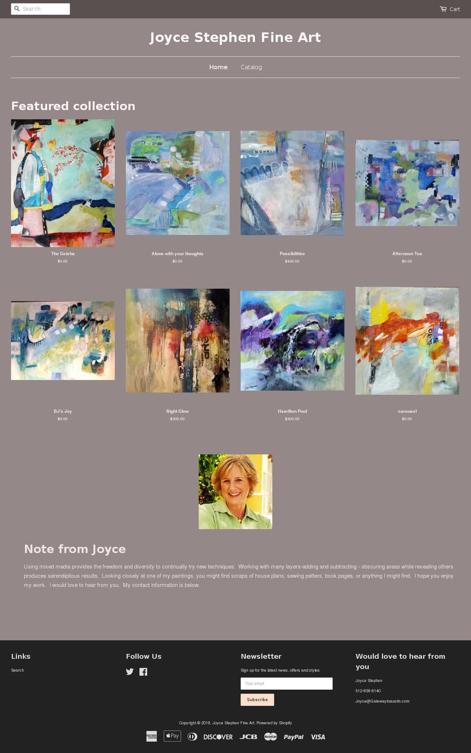 joycestephenart.com — Shopify storefront screenshot