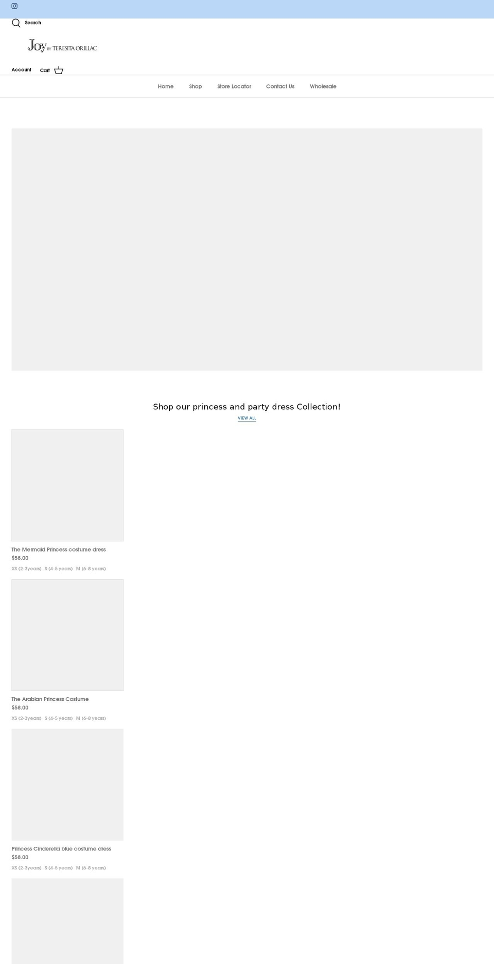 joycostumes.com shopify website screenshot
