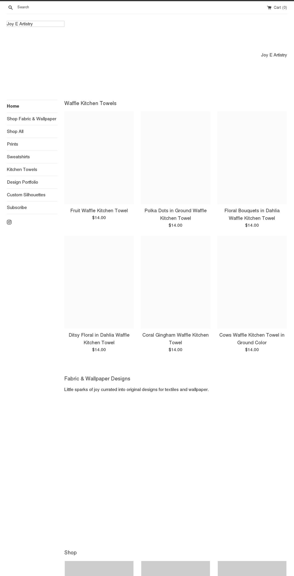 joyeartistry.com shopify website screenshot