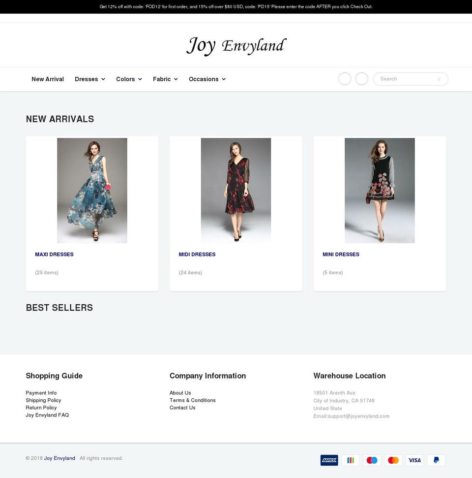 joyenvyland.com — Shopify storefront screenshot