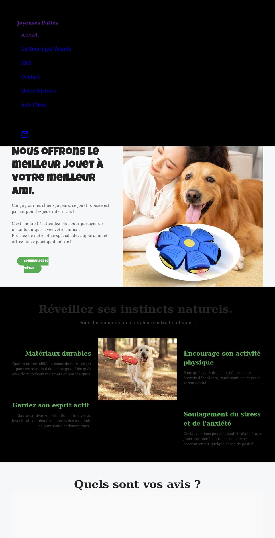 joyeusespattes.fr shopify website screenshot