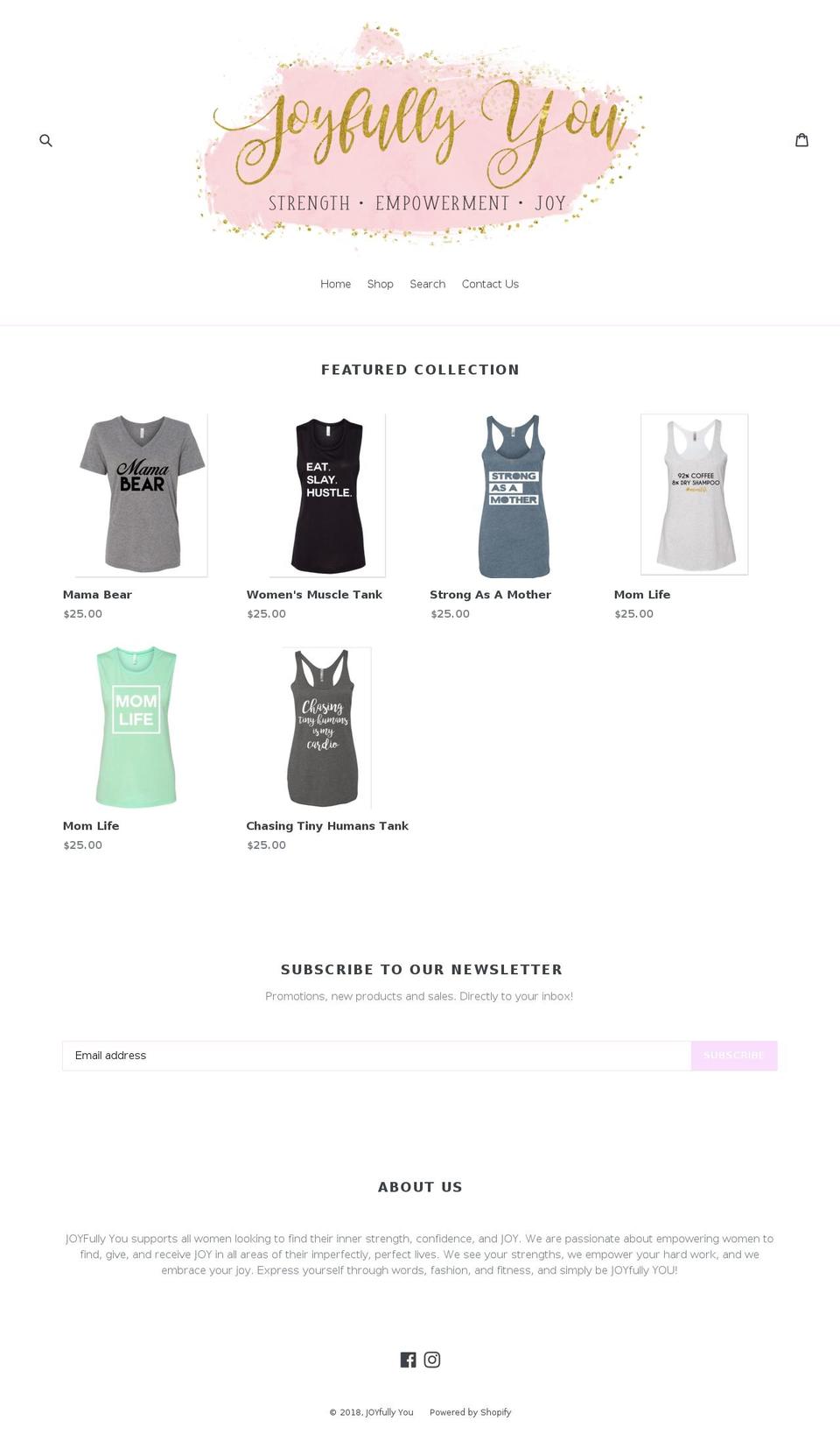 joyfullyou.org shopify website screenshot