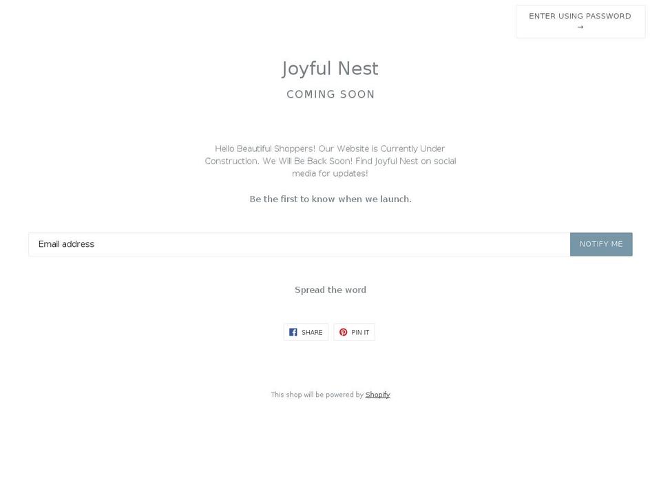 joyfulnestboutique.com — Shopify storefront screenshot