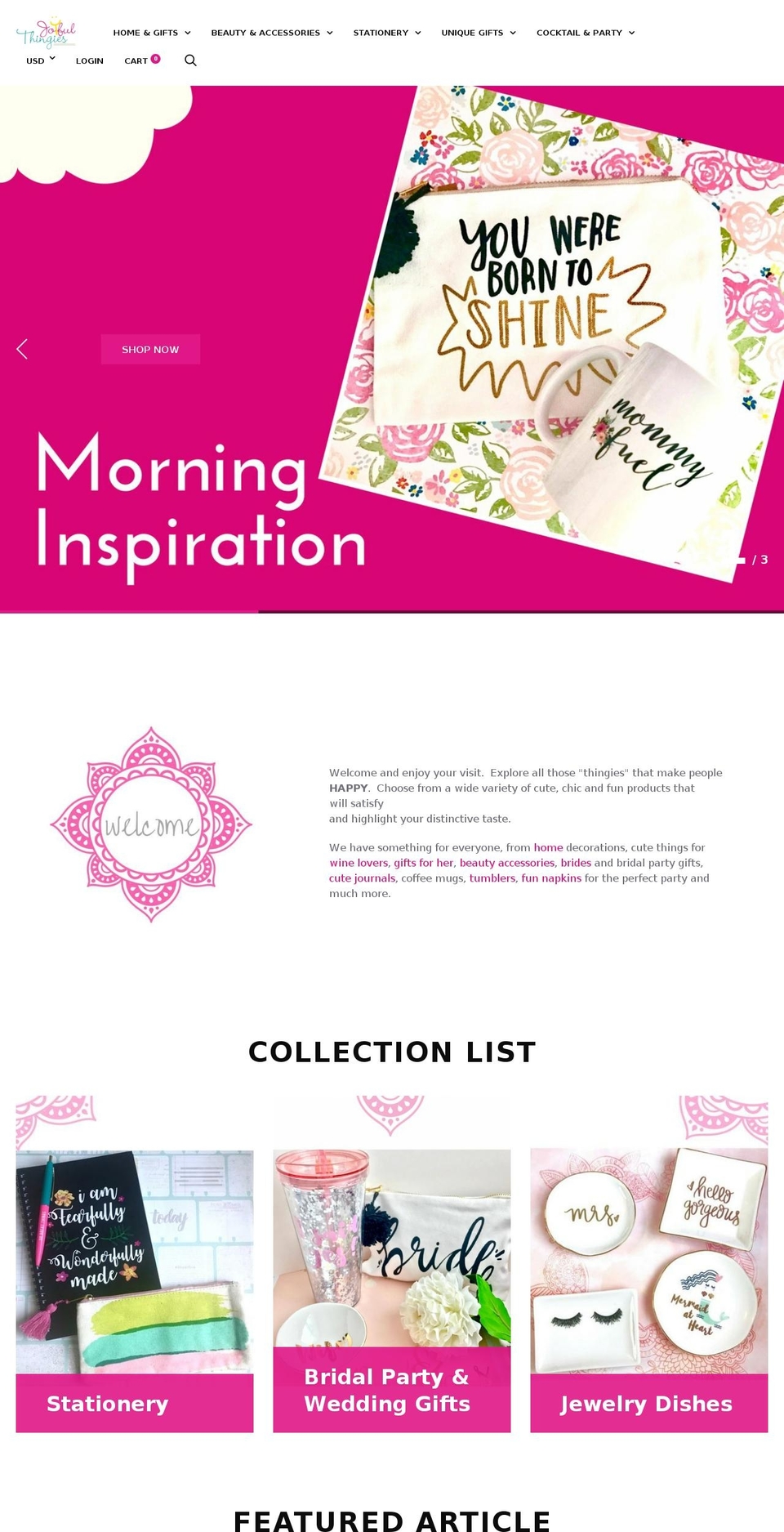 joyfulthingies.com — Shopify storefront screenshot