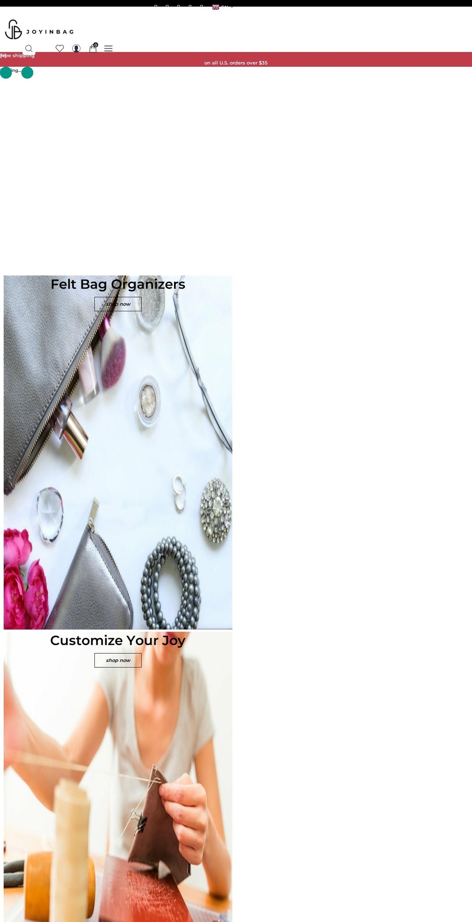 joyinbag.com shopify website screenshot